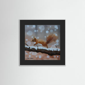 Red Squirrel Leap. Fine art print from original acrylic painting. - Cairngorm Artists