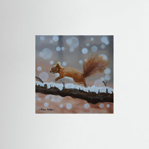 Red Squirrel Leap. Fine art print from original acrylic painting. - Cairngorm Artists