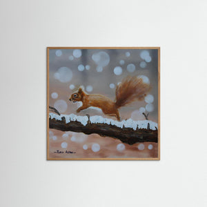 Red Squirrel Leap. Fine art print from original acrylic painting. - Cairngorm Artists