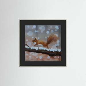Red Squirrel Leap. Fine art print from original acrylic painting. - Cairngorm Artists