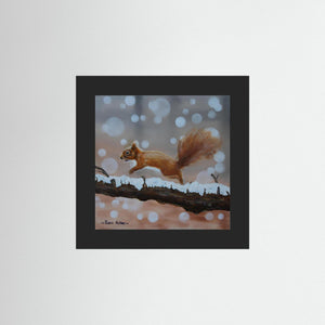 Red Squirrel Leap. Fine art print from original acrylic painting. - Cairngorm Artists