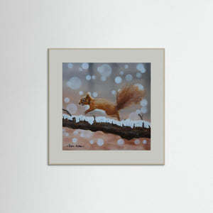 Red Squirrel Leap. Fine art print from original acrylic painting. - Cairngorm Artists