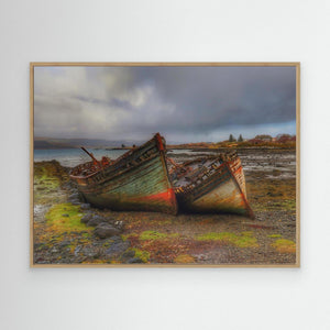 Rust & Quiet, Old boats at Salen, Mull - canvas print from original photograph - Cairngorm Artists