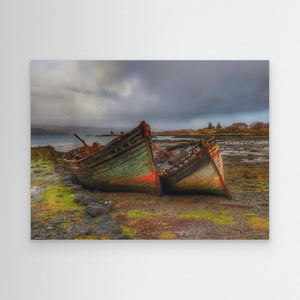 Rust & Quiet, Old boats at Salen, Mull - canvas print from original photograph - Cairngorm Artists