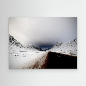 Snowy Road Ahead, Glencoe - canvas print from original photograph - Cairngorm Artists