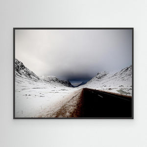 Snowy Road Ahead, Glencoe - canvas print from original photograph - Cairngorm Artists