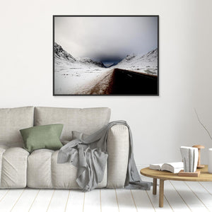 Snowy Road Ahead, Glencoe - canvas print from original photograph - Cairngorm Artists