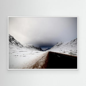 Snowy Road Ahead, Glencoe - canvas print from original photograph - Cairngorm Artists