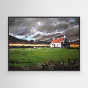 Storm approaching, Athnamulloch Bothy - Canvas print from original artwork - Cairngorm Artists