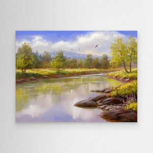 Summer on the Spey - canvas print from original artwork - Cairngorm Artists