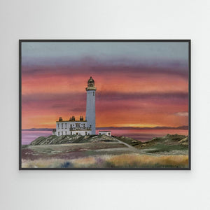 Turnberry Lighthouse Sunset - canvas print from original artwork - Cairngorm Artists