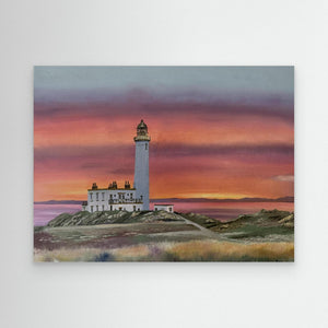 Turnberry Lighthouse Sunset - canvas print from original artwork - Cairngorm Artists