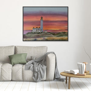 Turnberry Lighthouse Sunset - canvas print from original artwork - Cairngorm Artists