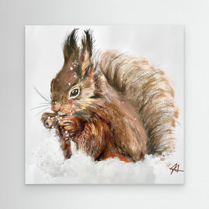 Winter Squirrel - Canvas print from original artwork - Cairngorm Artists