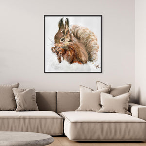 Winter Squirrel - Canvas print from original artwork - Cairngorm Artists