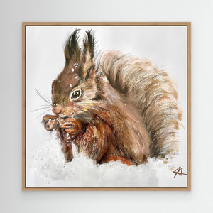 Winter Squirrel - Canvas print from original artwork - Cairngorm Artists