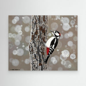 Woodpecker pause - canvas print from original acrylic painting - Cairngorm Artists