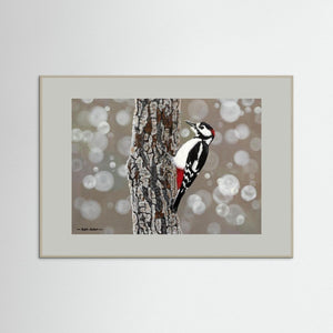 Woodpecker Pause. Fine art print from original acrylic painting. - Cairngorm Artists
