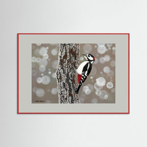 Woodpecker Pause. Fine art print from original acrylic painting. - Cairngorm Artists