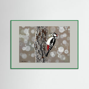 Woodpecker Pause. Fine art print from original acrylic painting. - Cairngorm Artists