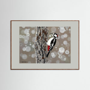 Woodpecker Pause. Fine art print from original acrylic painting. - Cairngorm Artists