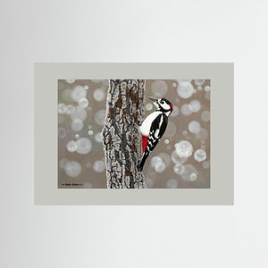 Woodpecker Pause. Fine art print from original acrylic painting. - Cairngorm Artists